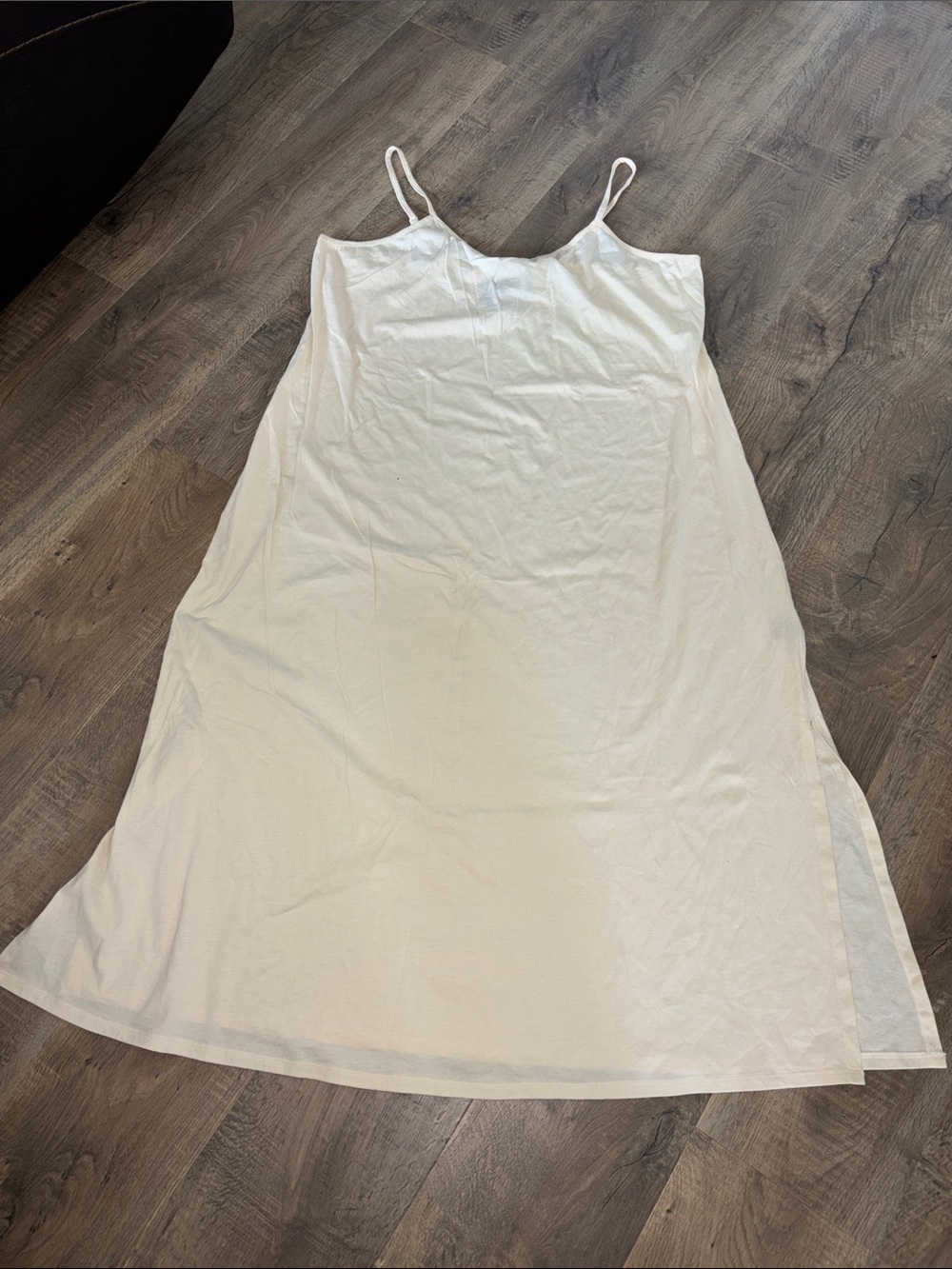Soft Surroundings label Noir Ivory Slip Dress with Adjustable Straps